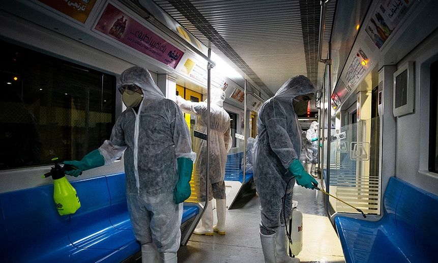 Противокоронавирусная обработка метро в Тегеране. Фото Zoheir Seidanloo (CC BY 4.0)